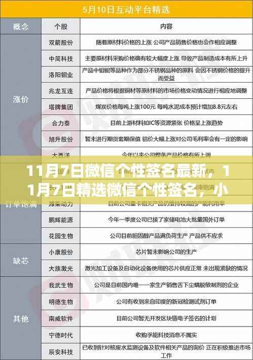 小红书风格独领风骚,最新精选微信个性签名出炉,11月7日风尚之选