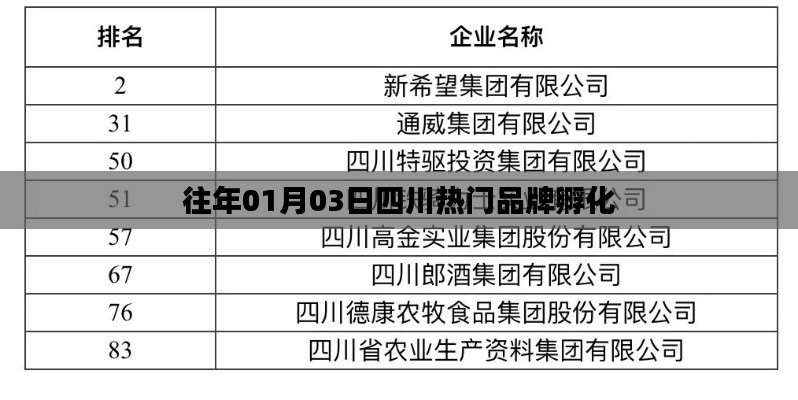 四川品牌孵化盛况,历年1月3日热点聚焦