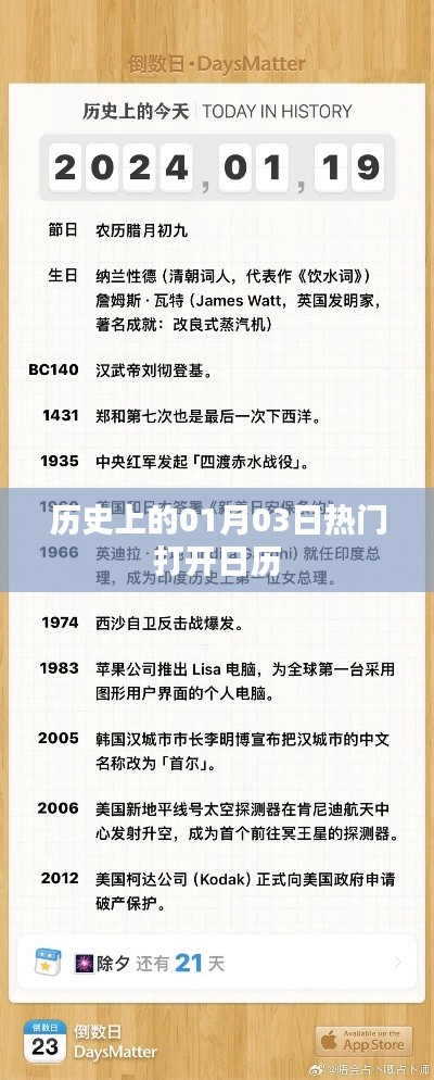 历史上的大事件,一月三日热门日历打开
