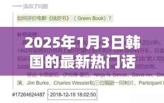 韩国热门话题热议榜,聚焦2025年1月3日最新动态