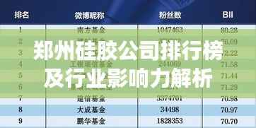 郑州硅胶公司排行榜及行业影响力解析