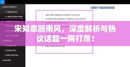 宋知意顾南风,深度解析与热议话题一网打尽!