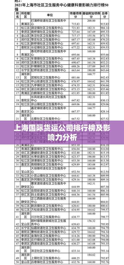 上海国际货运公司排行榜及影响力分析
